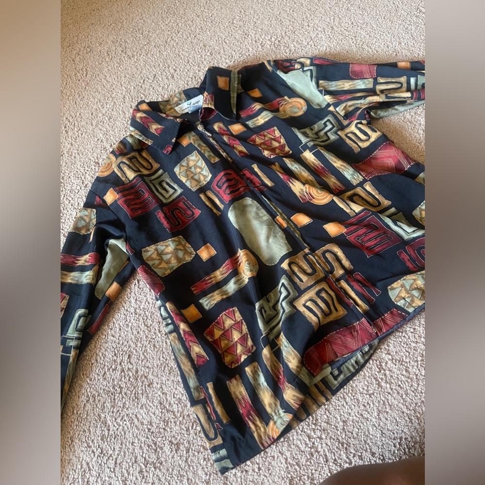 90s style zip up shirt